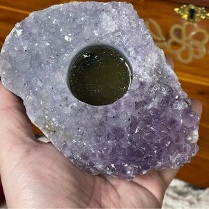 Discounted Amethyst crystal cluster candle holder